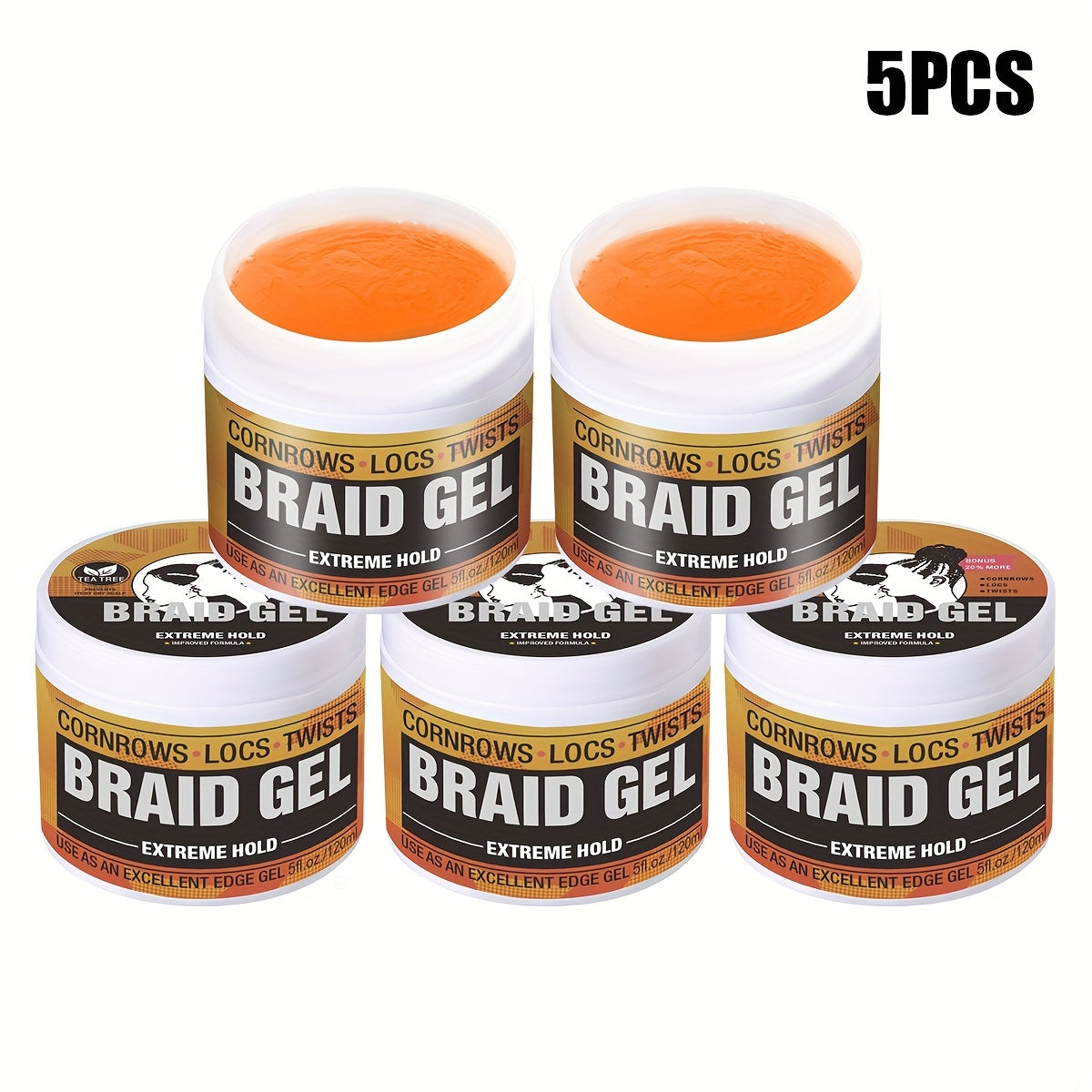 Extreme Hold Braid Gel & Edge Control Hair Wax Pomade — Anti-Frizz, Moisturizing, Long-Lasting for Braids, Locs, Twists & Sleek Styles, Natural Hair, Men & Women — 4/5/6 Pack