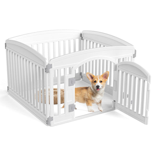 Foldable Dog Playpen & Indoor Outdoor Pet Fence – Portable, Easy to Clean, 4-Panel & 6-Panel, White & Black