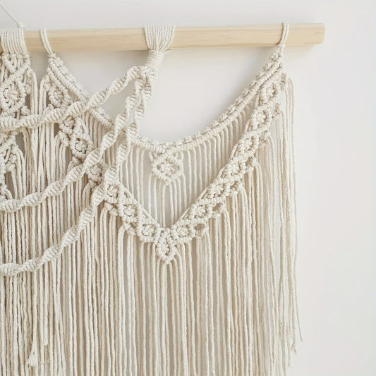 Large Macrame Wall Hanging 43x32 Inch Handmade Bohemian Woven Tapestry Boho Wall Decor for Bedroom Living Room Wedding Party Aesthetic Room Decor Artisan Cotton Rope Wall Art