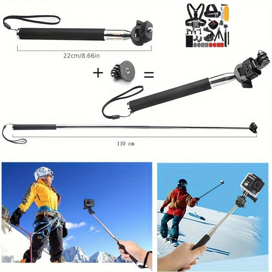 21-in-1 Action Camera Accessory Kit for GoPro Hero 12 11 10 9 8 7 6 5 4, Session, Fusion, Insta360, DJI, SJCAM, AKASO & More | Complete Mounting & Accessories Bundle