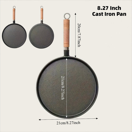 Cast Iron Skillet Non-stick Flat Pan 8.27/9.45/10.63 Inch for Pancakes Eggs & Crepes – Induction Gas Campfire Compatible Breakfast Griddle Pan for Indoor Outdoor Cooking