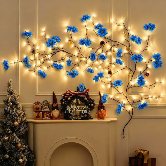 Cherry Blossom LED Fairy Lights USB Powered – 96-Light Faux Floral Garland, Dimmable Warm & Cool White, Plug & Play | Firework, Butterfly & Pink Styles | Bedroom, Party & Holiday Indoor Decor