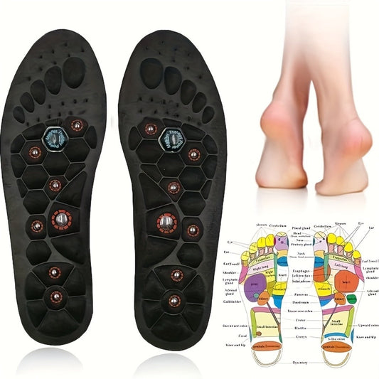 Black Textured Full-Length Shoe Insoles with Raised Circular Footbed Pattern in US 4-7, 8-11 and 12-15 Sizes