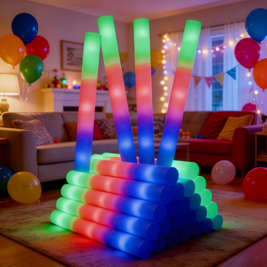 LED Light Up Foam Glow Wands 27/30 Pack – Multi-Color Flashing Glow Sticks for Party Supplies Weddings Birthdays Christmas Graduation Camping Outdoor Celebrations