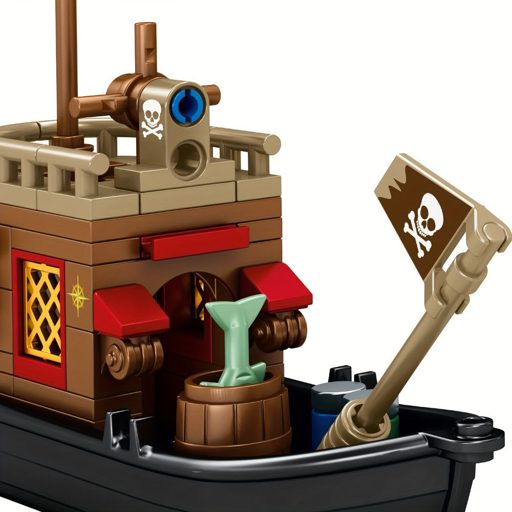 Pirate Wharf Building Blocks Set with 573-Piece Source Record, Model 1547, Boat, Dock and Multi-Level Supply Center
