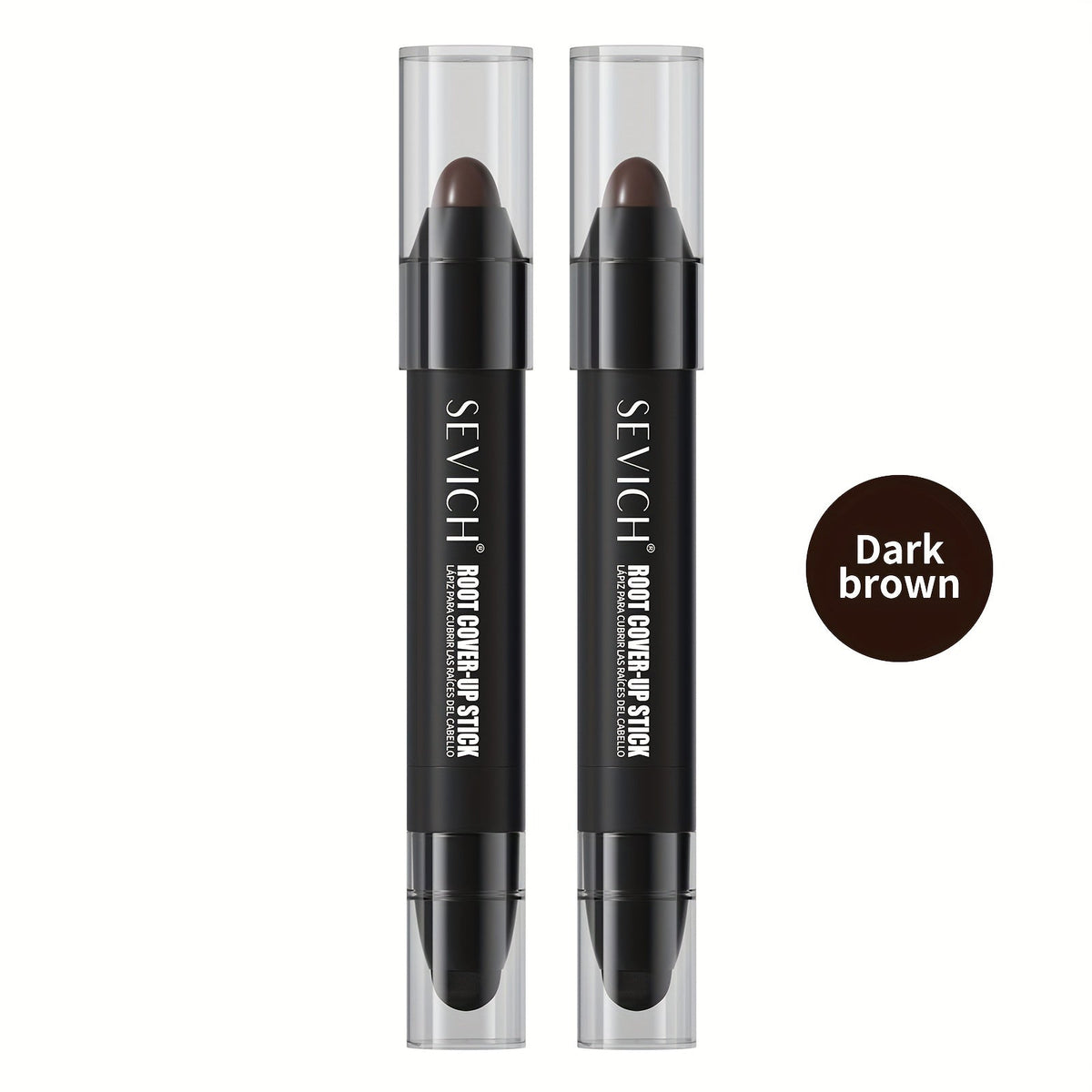 Instant Gray Root Coverage Stick for Men 2-Pack Sevich Beard & Hairline Color Pen, Sweat-Proof Precise Application Black & Dark Brown