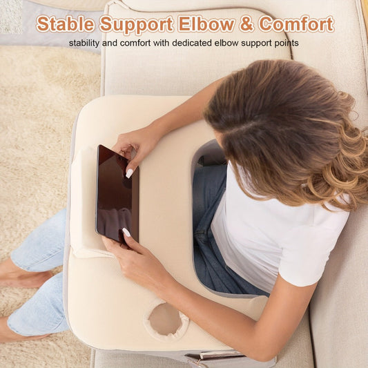 Reading Pillow with Side Pocket & Memory Foam Filling, Large Backrest Pillow for Bed Sofa Floor, Husband Pillow for Reading Gaming Relaxing, Gifts for Men Women, Gray, 2.2KG/4.5LB
