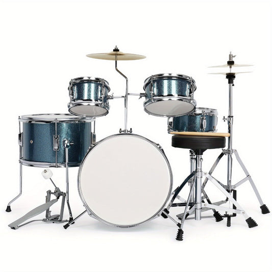 5-Piece Beginner Acoustic Drum Set with Stool, Pedal, Sticks and Wrench detail image