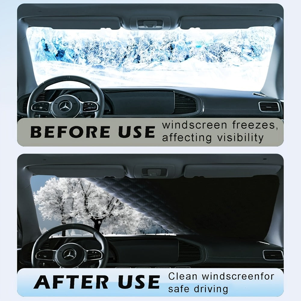 Car Windshield Snow Cover & Frost Shield 102" x 45" - Magnetic Windshield Cover with Side Window Protection for All Seasons