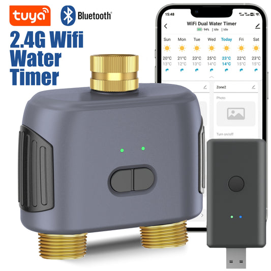 WiFi Sprinkler Timer Smart 2-Zone Irrigation System with App & Alexa Voice Control