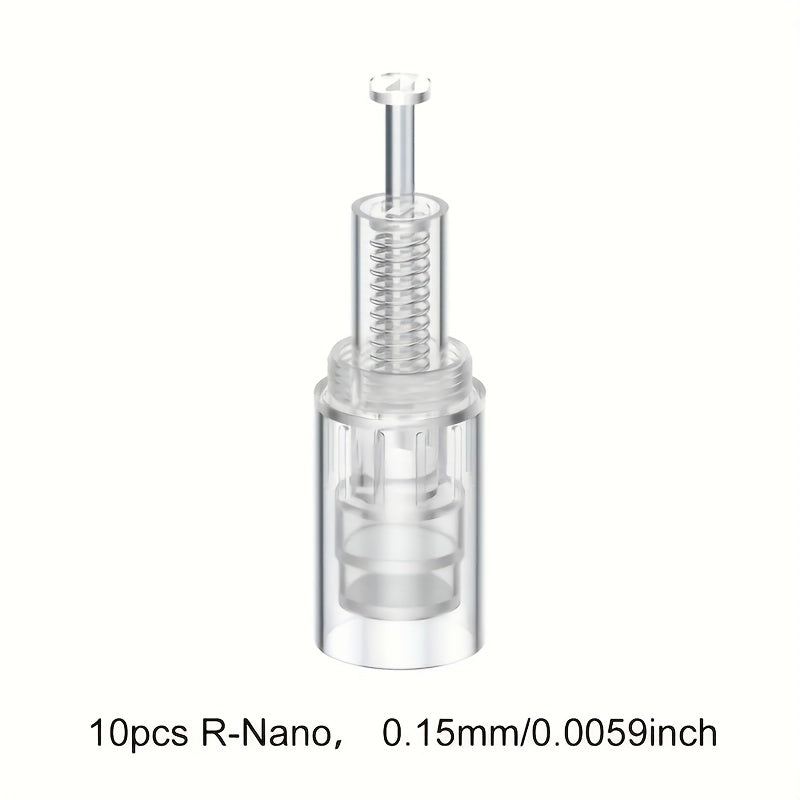 Microneedling Cartridges 10pcs Replacement Needle Tips for Derma Pen — 12 Pin 36 Pin R-Nano 0.25mm Screw-Lock, Compatible with L1 L3 L6 L8 S8 Microneedle Pen, Sterile Single-Use