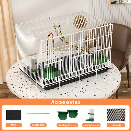 Bird Cage Large Foldable Metal - Escape-Proof Indoor Aviary for Pigeons Parrots & Small Birds with Perches, Feeding Box & Drinking Fountain - Spacious Breeding House & Decorative Pet Bird Enclosure 20 Inch