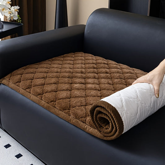 Sofa Cover Plush-Texture Cushion Panels in Pillowcase and 1, 2, 3 or 4-Seat Dimensions in Four Colors