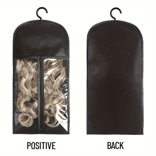 Wig Storage Bags with Hangers 6 Pack Dustproof Large Capacity Zipper Organizer Set for Wigs Hair Extensions Accessories Closet Travel Salon Home Black Non-Woven Fabric