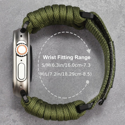 Watch Band with Woven Nylon Loop, Adjustable Metal Buckle and Three Wrist Ranges for Apple Watch Sizes