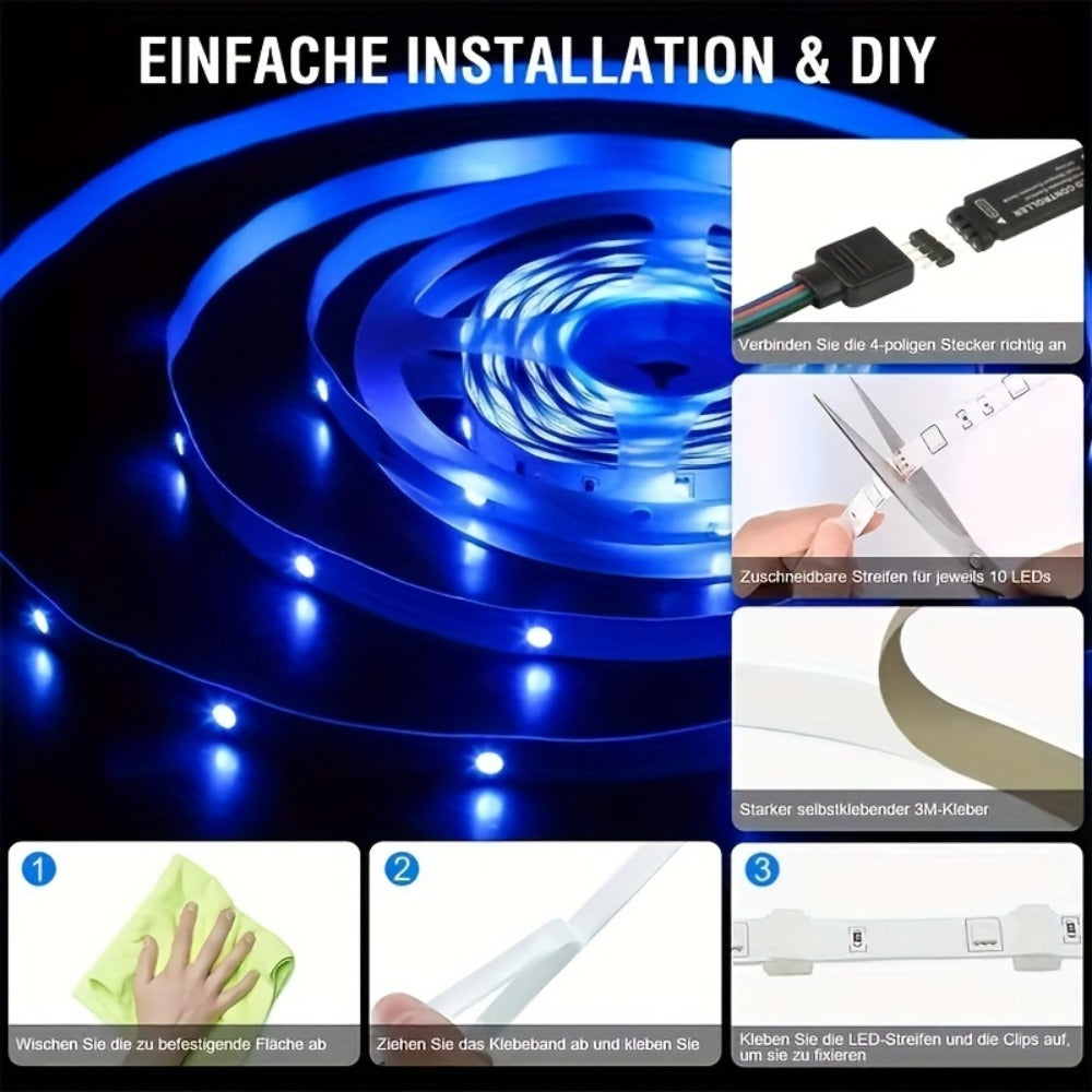 16.4ft USB-Powered RGB LED Strip Light Kit with Music Mode, 20-Key IR Remote and Indoor Setup Format