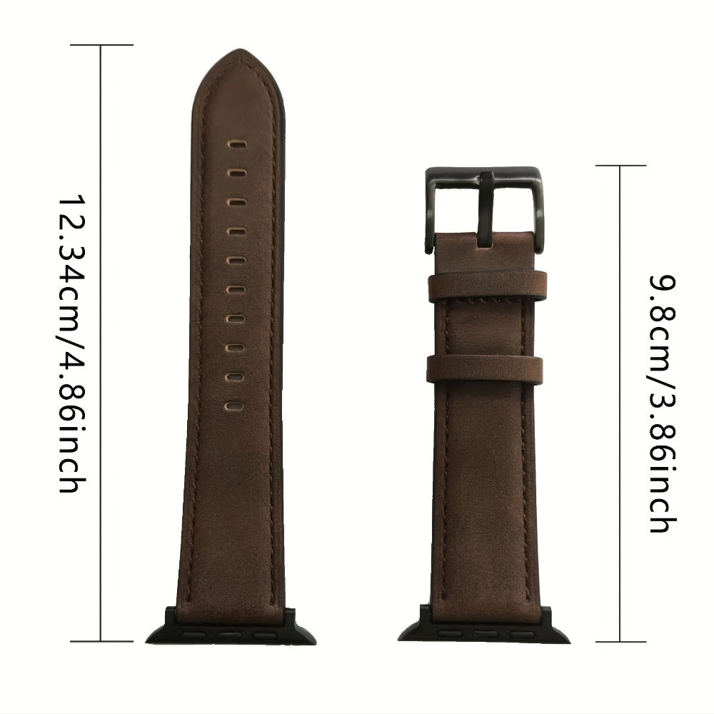 Coffee Brown Synthetic Leather Watch Band with Buckle for Apple Watch 38/40/41mm and S10 42mm