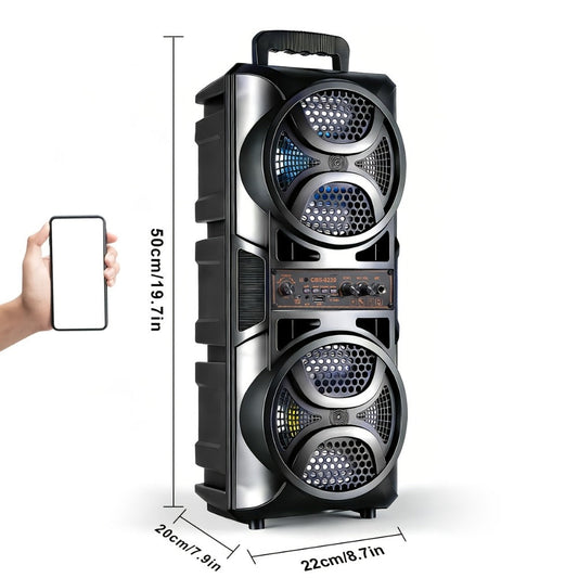 RGB Dual Speaker Portable Bluetooth Stereo Sound System with Subwoofer, Ambient Lighting, Two Speaker Sizes, Deep Bass for Party, Camping, Home Entertainment