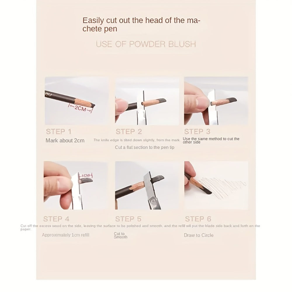 Four-Color Wood Eyebrow Pencil Set with Sharpened Brown-Tone Tips, Spoolie Ends and Approx. 20 cm Length
