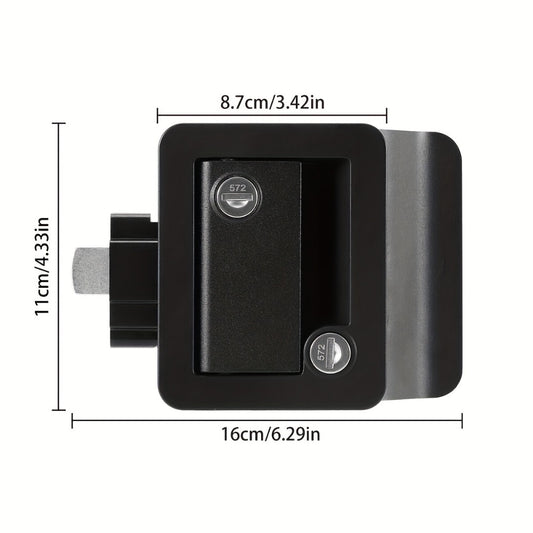 RV Door Lock Replacement – Travel Trailer Entry Door Lock with Deadbolt, Fits 2-3/4" x 3-3/4" Hole, 1-1/4" to 1-1/2" Door Thickness, Zinc Alloy, Includes 4 Keys, Compatible with Cargo & Horse Trailers
