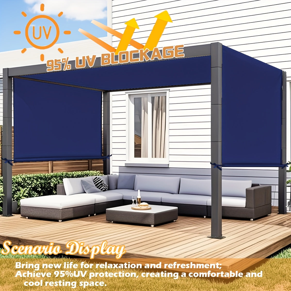Retractable Pergola Replacement Canopy Cover, 105-Inch Width with Eight Colors and Three Length Options