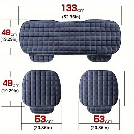 Car Seat Cushion Plush Plaid – Memory Foam, Non-Slip, Soft & Breathable, Universal Fit, Hand Washable, Front & Rear Options (Black / Khaki)