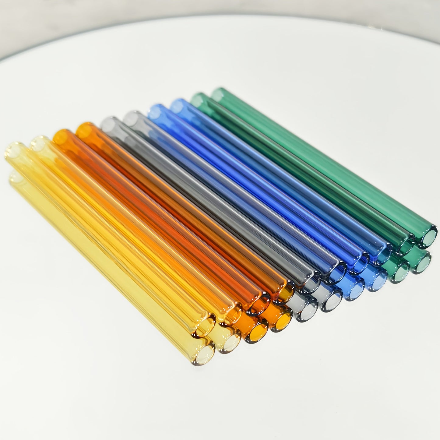 Borosilicate Glass Straws 10pcs Reusable Clear 12mm Wide, Heat Resistant 150°C Dishwasher Safe, Glass Drinking Straws for Hot Cold Drinks Coffee Tea Smoothies Juice, 3 Sizes Available