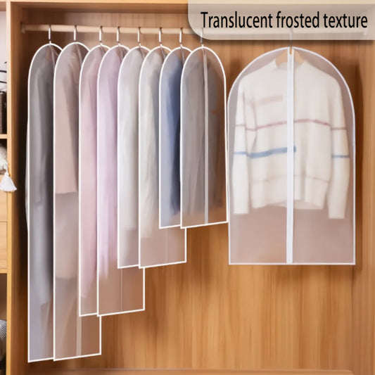 Garment Bags 10 Pack Waterproof Transparent – Hanging Clothes Storage Bags with Full Zipper for Wardrobe, Travel & Closet Organization – Dustproof Clear Clothing Bags in M / L / XL / XXL