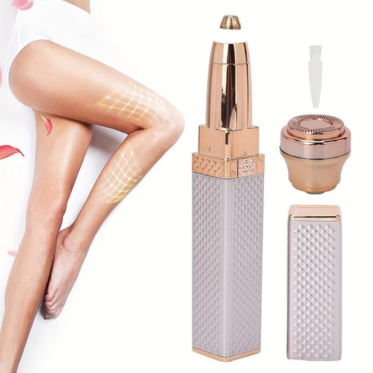 Facial Hair Trimmer for Women — 2-in-1 Electric Eyebrow Trimmer & Painless Lip Hair Remover | Precision Face Hair Removal Device for Eyebrows, Upper Lip, Chin & Body | Compact Portable Grooming Tool | 2-Pack (Gold & Pink)