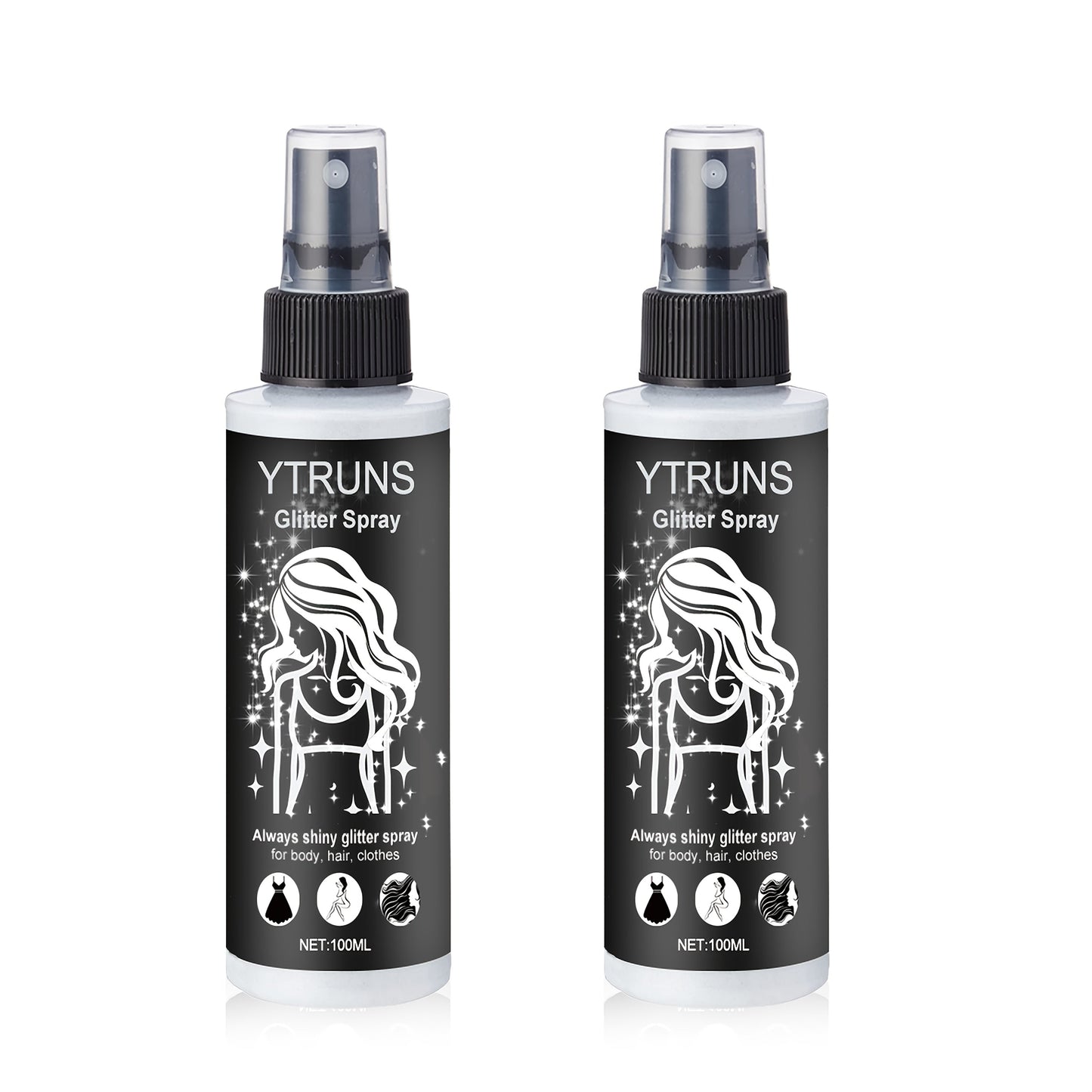 Two- or Three-Piece Body Glitter Spray Set for Hair and Skin in Source-Labeled Pack Options