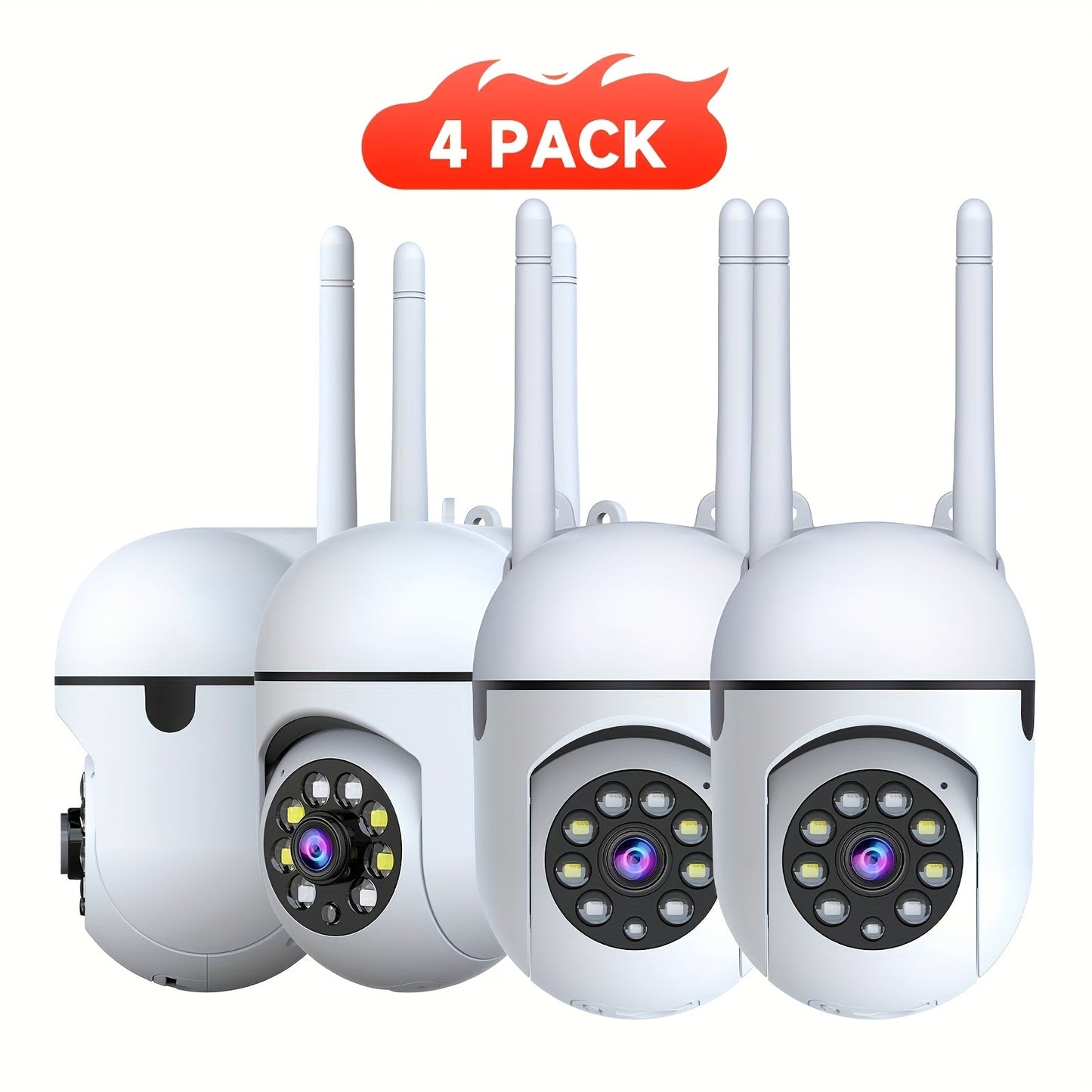 3MP AI Indoor Security Camera 4 Pack – Dual Band 2.4G/5G WiFi, AI Motion Detection with Audio Alert, Full-Color Night Vision, Two-Way Audio, Cloud Storage, Wall Mount Home Surveillance System