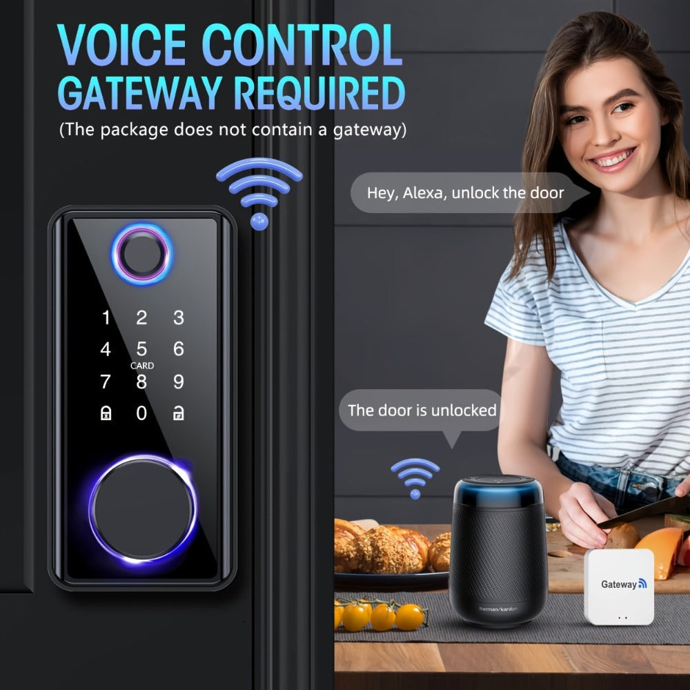 Smart Door Lock Five-Method Deadbolt with Fingerprint PIN IC Card App Key and 100-User Capacity