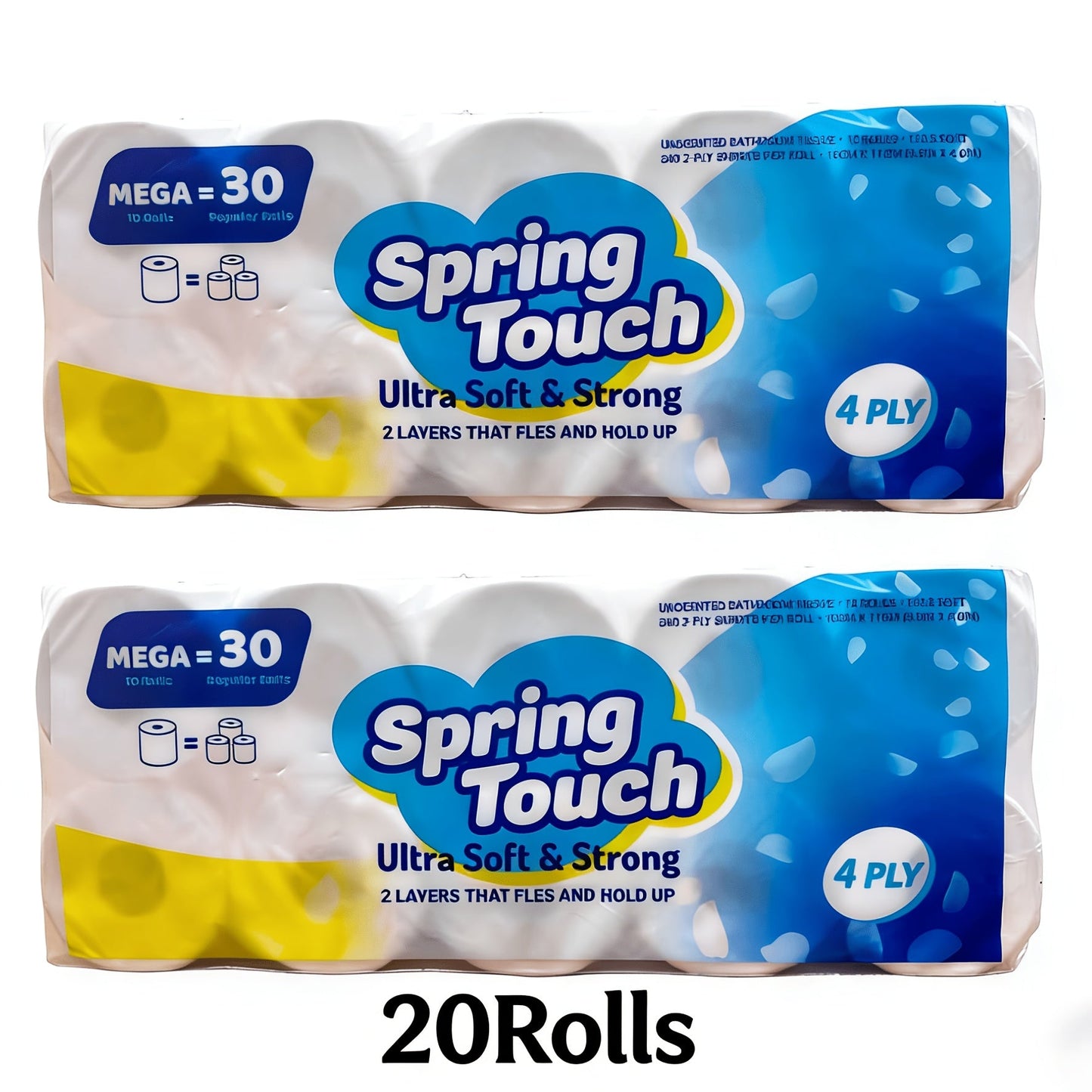 Four-Ply Toilet Paper Rolls in One, Two or Three Packs, Thick Undyed Bathroom Tissue for Home or Office Use