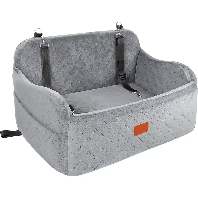 Dog Car Seat for Medium & Large Dogs | Memory Foam Pet Travel Car Bed with Seat Belt Pass-Through, Adjustable Straps, Removable Washable Cover, Harness Channel & 3-Strap Easy Installation, 4 Colors