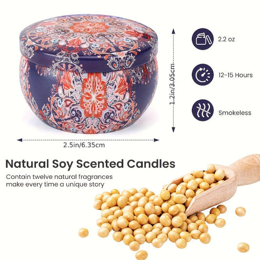 Soy Wax Candles Gift Set 12 Pack | 2.2oz Essential Oil Aromatherapy Candles 8-12 Hour Burn | Relaxation Bath Yoga Home Decor Gift for Women Christmas Valentine's Day