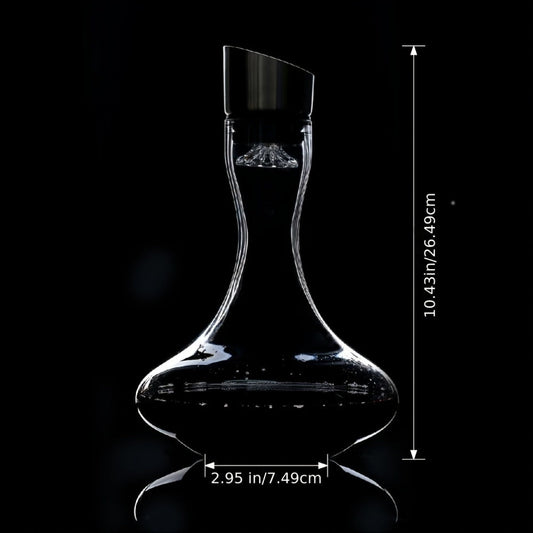Wine Decanter Hand Blown Crystal Glass 1000ml Aerator Pourer Red Wine Carafe with Stainless Steel Aerator Lead-Free Clear Glass Perfect Gift for Wine Lovers