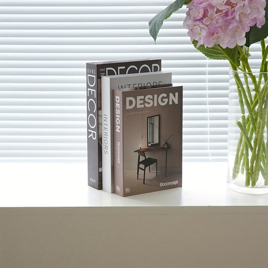 Decorative Fake Books Set of 3 – Nordic Style Stackable Faux Book Decor for Living Room Bookshelf, Coffee Table & Shelf Styling, Maintenance-Free Paper Dummy Books Home Decor Accent