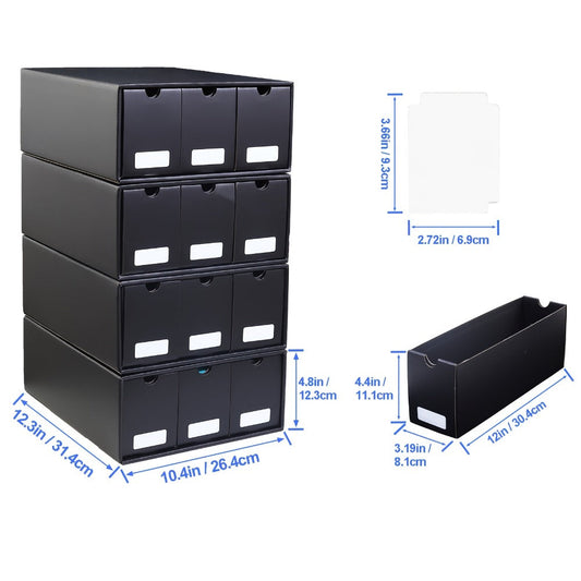 Trading Card Storage Box 12 Drawer with 50 Dividers – Large Cardboard Card Organizer for Sports Cards Baseball Pokemon TCG Playing Cards Collector Gift