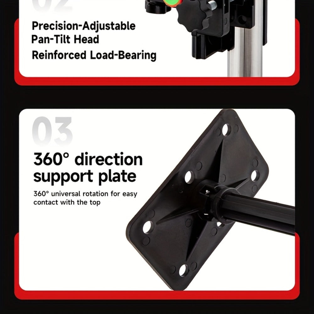 Stainless Steel Telescoping Laser Level Pole, 15.4-Foot Support Rod with 1/4-20 and 5/8-11 Mounts