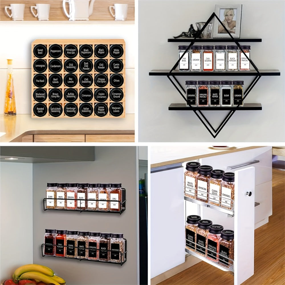 Glass Spice Jars with Labels 24 Pack - Square Empty Spice Containers with Shaker Lids for Home Cooking, Dining and Outdoor Meals
