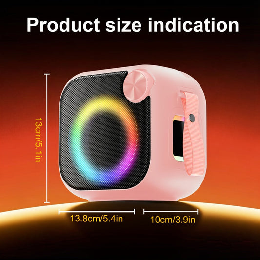 4-in-1 Wireless Portable Bluetooth Speaker with RGB Lighting, HD Sound, Built-in Sling, USB TF Card AUX FM, Type-C Rechargeable, Outdoor Speaker for Cycling Camping Sports Hiking