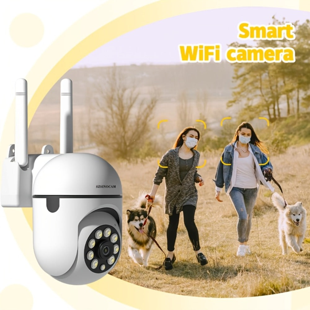Security Camera 1080P PTZ Model with 360 Pan-Tilt, Color Night Vision, Two-Way Audio, Spotlight and TF Storage