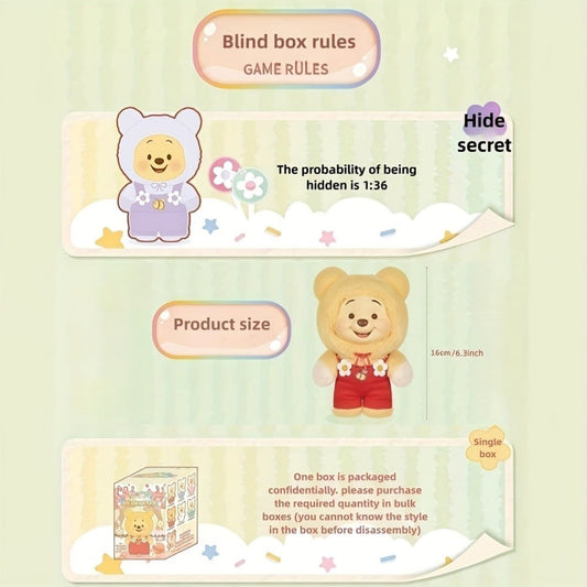 Winnie the Pooh Plush Toy MINISO Disney Candy Series — Licensed Soft Stuffed Animal 1pc Random Style, Kawaii Collectible Gift for Kids Girls Teens Birthday Christmas Halloween