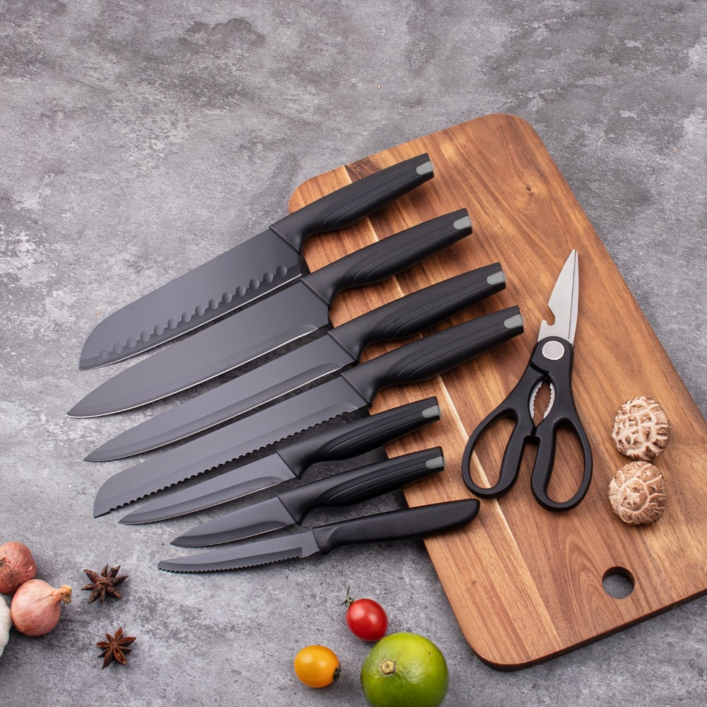 15-Piece Kitchen Knife Set with High-Carbon Stainless Steel Label, Black Handles, Scissors and Sharpening Block