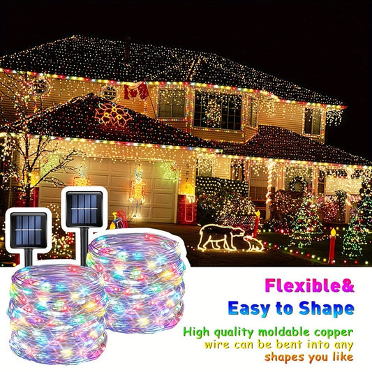 Solar String Lights Outdoor 2 Pack 104Ft 300LED IP65 Waterproof 8 Modes Fairy Lights for Garden Yard Patio Tree Christmas Wedding Party Decor