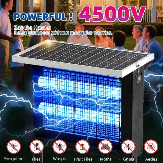 Solar Bug Zapper Outdoor 4500V | Mosquito Killer Wireless Portable | Fly Zapper Electric Trap with 10ft Cord | Bug Zapper for Patio Backyard Garden