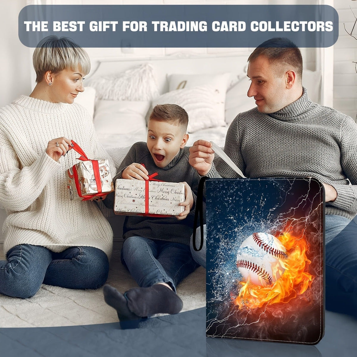 900-Slot Trading Card Storage Binder with 50 Removable 9-Pocket Pages and Zip-Around PU Cover