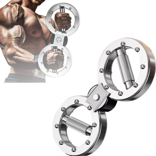 Fitness Equipment Rotating Wrist and Forearm Trainer with Dual Metal Grip Rings and 360-Degree Resistance Arm