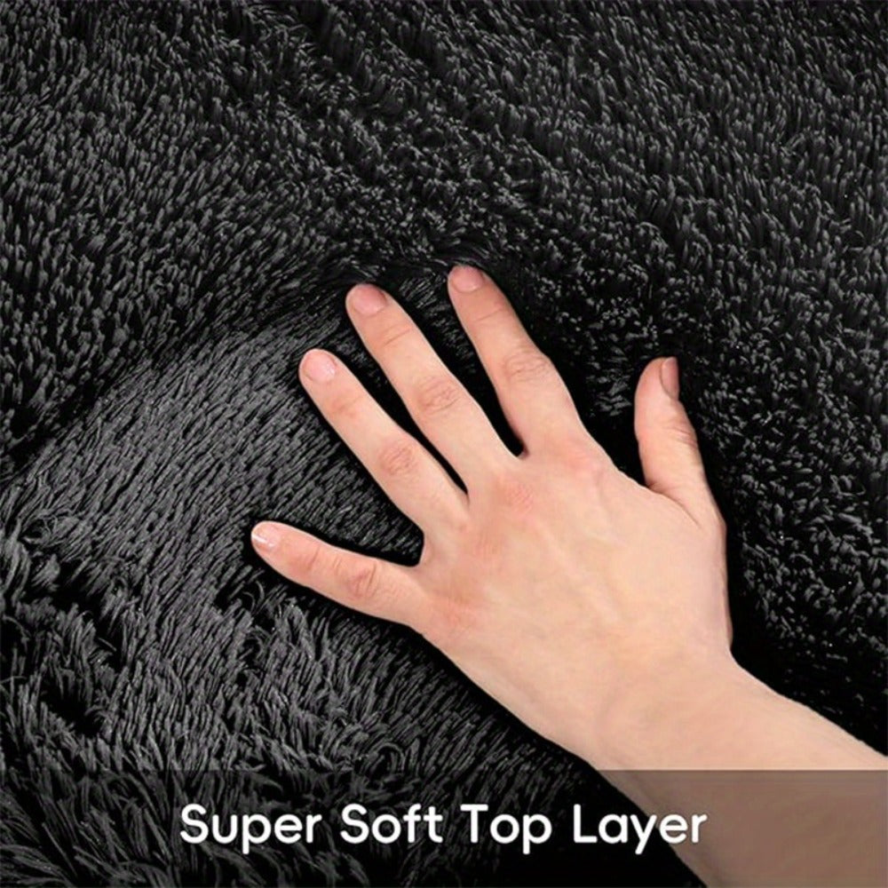 Area Rug, 6x9 Foot Tie-Dye Coffee Plush Shag Style with Machine-Wash Care and Source-Listed Backing
