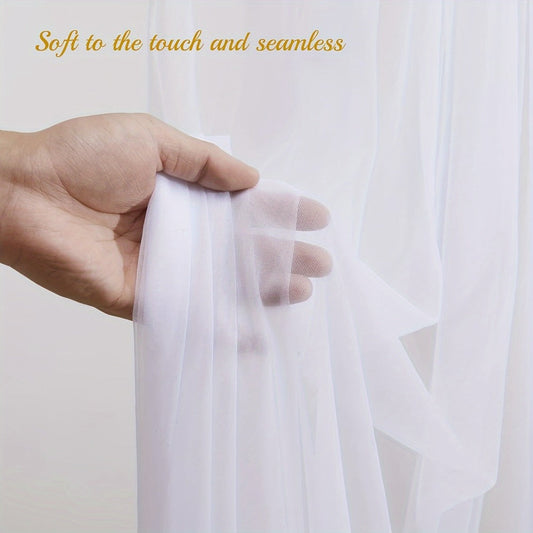 White Velvet Backdrop Curtains with String Lights 2pcs 5.2x10FT Sheer Background Decoration for Wedding Birthday Party Photo Booth Photography Stage Decor USB Powered Fairy Lights Included
